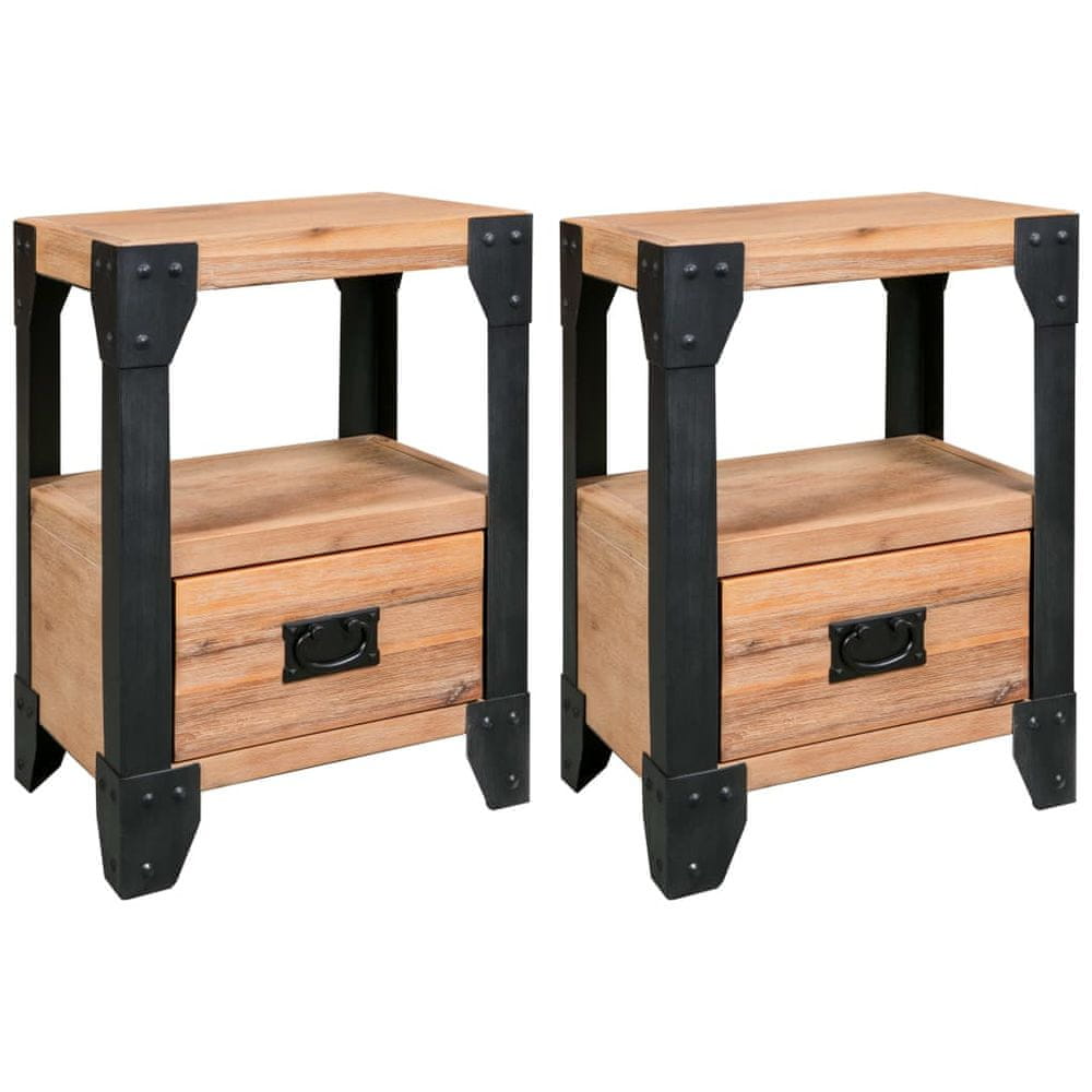 Vidaxl Nočné stolíky 2 ks 40x30x54 cm masívne akáciové drevo a oceľ